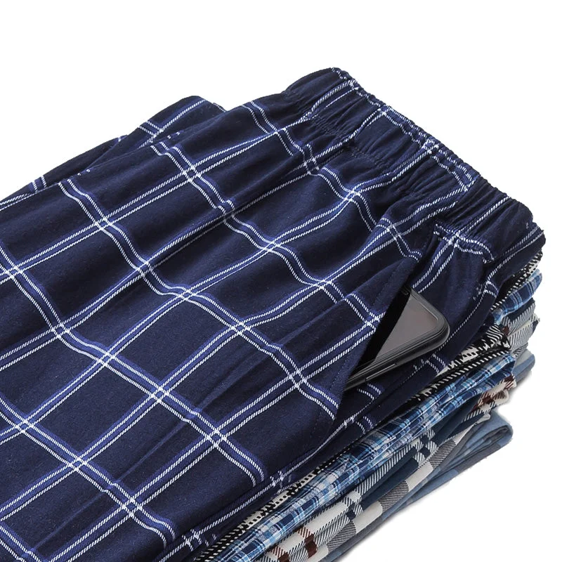 Wjczt cotton plaid pajama pants for adluts home furnishing cotton trousers cotton pajama men sleep bottom home wear Trousers Floral Bohemian Trousers Floral Bohemian