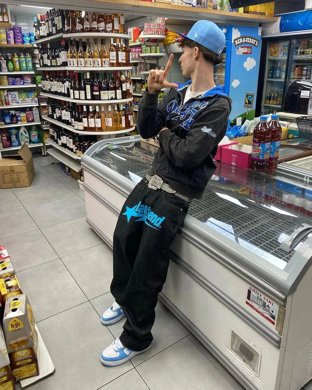 Wjczt  Y2k Jeans Badfriend Hip Hop Letter Printed Black Pants Men Women 2025 New Fashion Casual Rock Wide Foot Baggy Trouser Streetwear Trousers versatile all-occasion Trousers versatile all-occasion