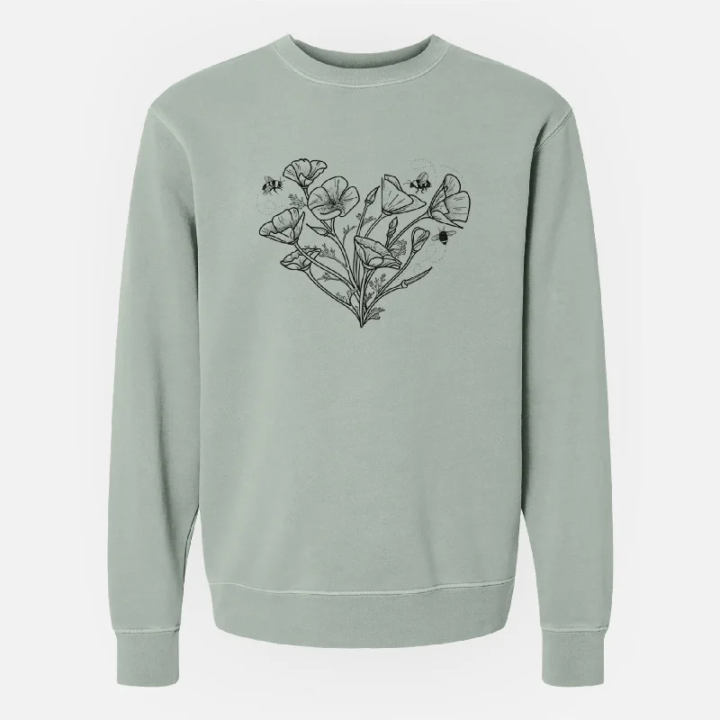 California Poppy Heart - Unisex Pigment Dyed Crew Sweatshirt Hoodie with Rolled Sleeves Casual Relaxed Hoodie with Rolled Sleeves Casual Relaxed California Poppy Heart - Unisex Pigment Dyed Crew Sweatshirt Hoodie with Rolled Sleeves Casual Relaxed Hoodie with Rolled Sleeves Casual Relaxed