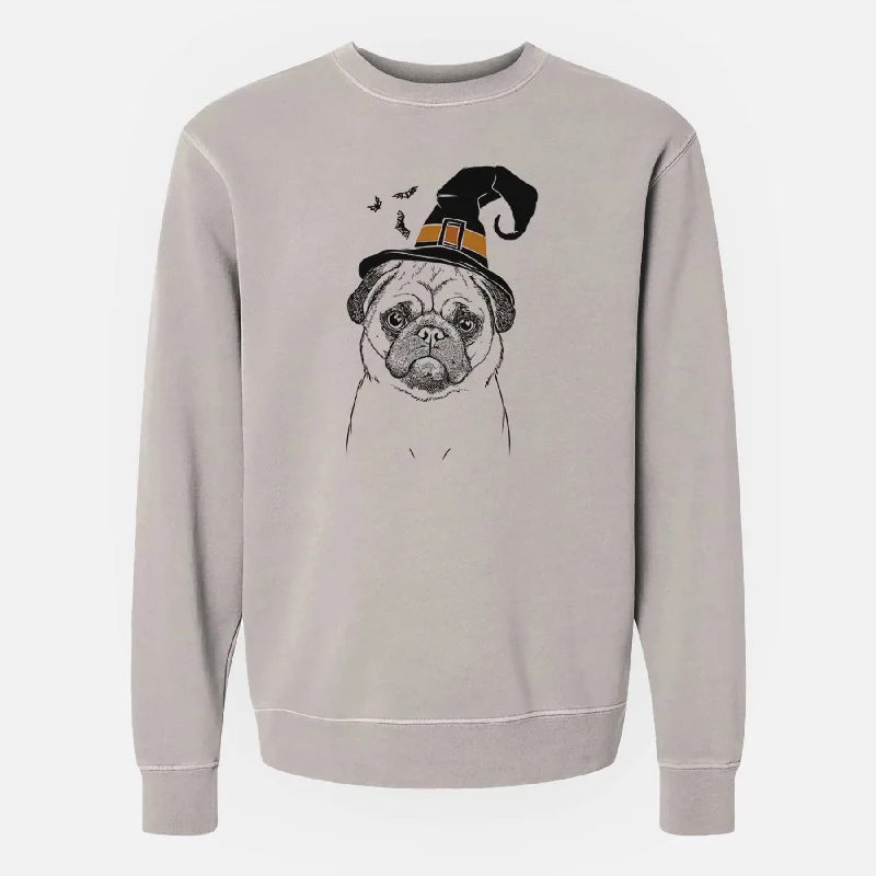 Witch Ruby the Pug - Unisex Pigment Dyed Crew Sweatshirt Hoodie Dress Longline Feminine Hoodie Dress Longline Feminine Witch Ruby the Pug - Unisex Pigment Dyed Crew Sweatshirt Hoodie Dress Longline Feminine Hoodie Dress Longline Feminine
