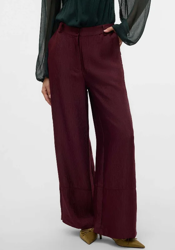 Vero Moda Raquel High Waist Wide Leg Trousers, Wine Trousers fashionable chic Trousers fashionable chic Vero Moda Raquel High Waist Wide Leg Trousers, Wine Trousers fashionable chic Trousers fashionable chic