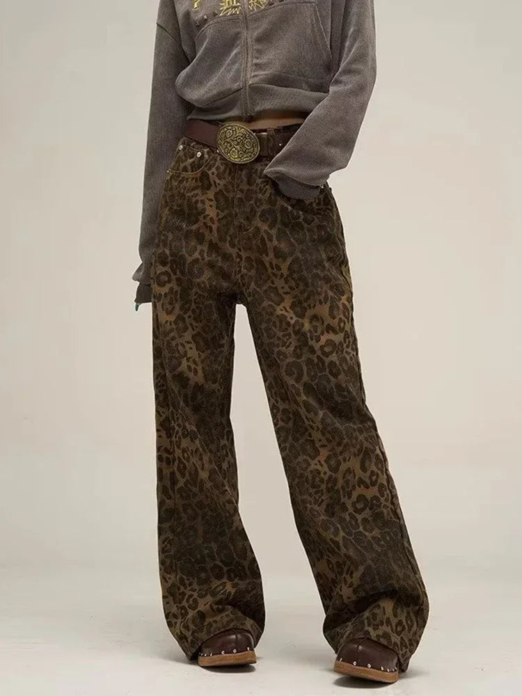 Wjczt Tan Leopard Jeans Women Denim Pants Female Oversize Wide Leg Trousers Streetwear Hip Hop Vintage Clothes Loose Casual Trousers Mesh Breathable Trousers Mesh Breathable Wjczt Tan Leopard Jeans Women Denim Pants Female Oversize Wide Leg Trousers Streetwear Hip Hop Vintage Clothes Loose Casual Trousers Mesh Breathable Trousers Mesh Breathable
