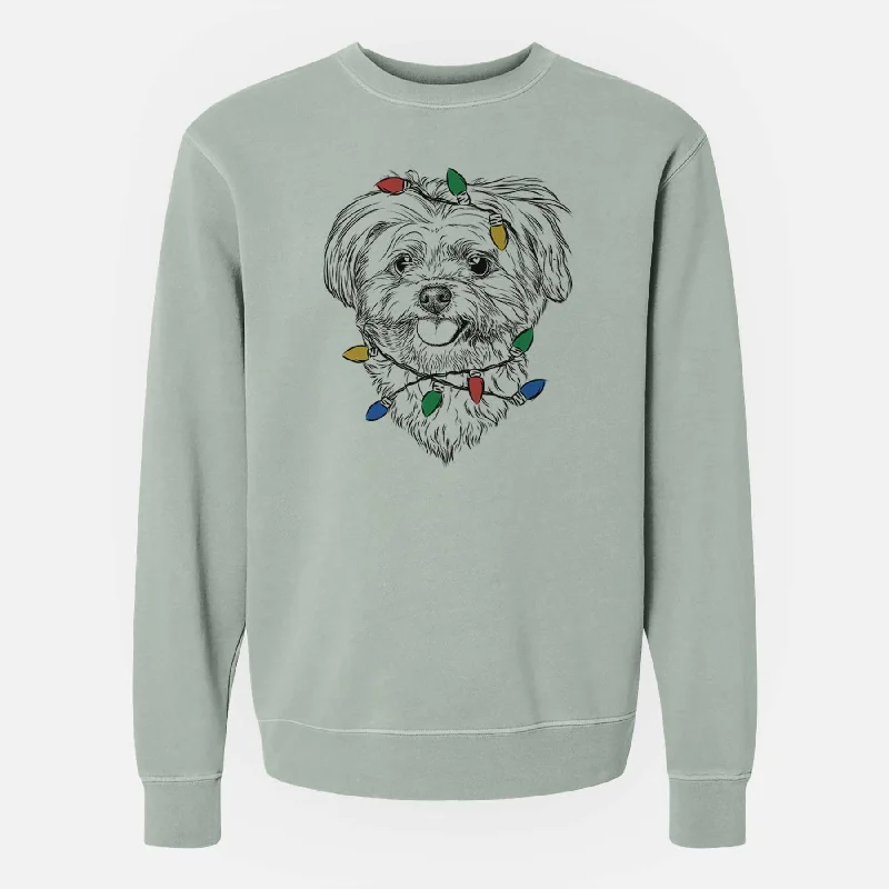 Christmas Lights Rosie the Maltipoo - Unisex Pigment Dyed Crew Sweatshirt Hoodie with Applique Textured Unique Hoodie with Applique Textured Unique Christmas Lights Rosie the Maltipoo - Unisex Pigment Dyed Crew Sweatshirt Hoodie with Applique Textured Unique Hoodie with Applique Textured Unique
