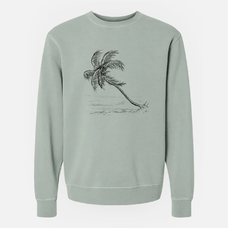 Coconut Palm - Cocos nucifera - Unisex Pigment Dyed Crew Sweatshirt Hoodie with Hem Patch Decorative Personalized Hoodie with Hem Patch Decorative Personalized