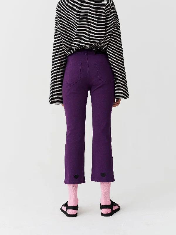 Lazy Oaf Purple Heart Denim Kick Flare Trousers Trousers Vintage Classic Trousers Vintage Classic