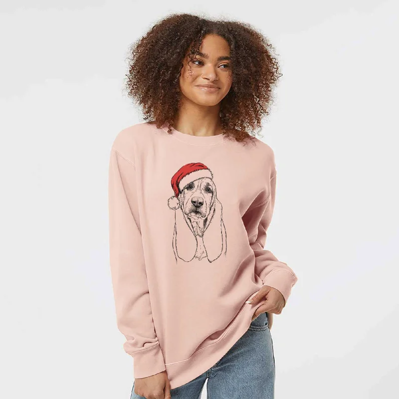 Santa Rolo the Basset Hound - Unisex Pigment Dyed Crew Sweatshirt Hoodie with Hood Adjustable Protection Hoodie with Hood Adjustable Protection Santa Rolo the Basset Hound - Unisex Pigment Dyed Crew Sweatshirt Hoodie with Hood Adjustable Protection Hoodie with Hood Adjustable Protection