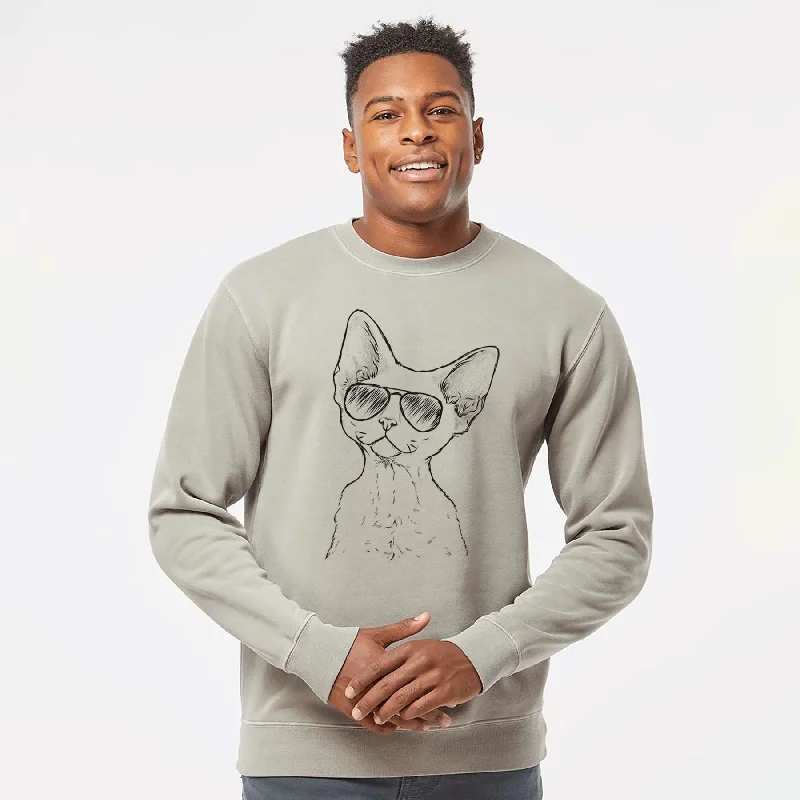 Aviator Ripley the Devon Rex Cat - Unisex Pigment Dyed Crew Sweatshirt Hoodie with High Neck Warm Protective Hoodie with High Neck Warm Protective Aviator Ripley the Devon Rex Cat - Unisex Pigment Dyed Crew Sweatshirt Hoodie with High Neck Warm Protective Hoodie with High Neck Warm Protective