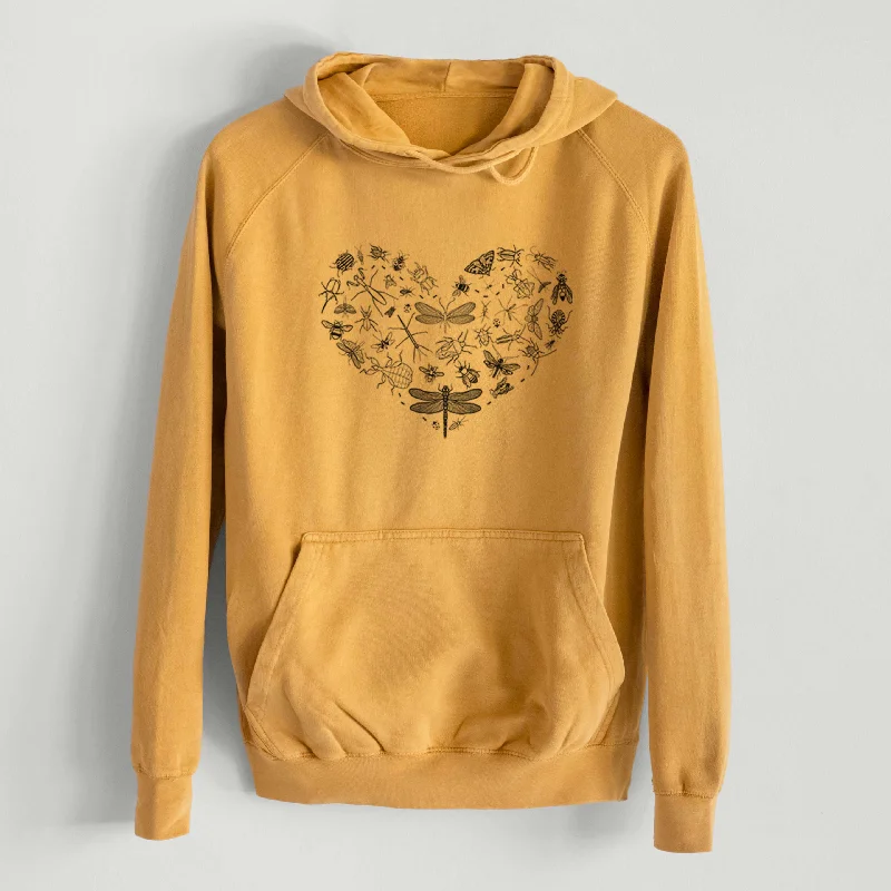 Heart Full of Insects  - Mid-Weight Unisex Vintage 100% Cotton Hoodie Hoodie with Zipper Placket Modern Functional Hoodie with Zipper Placket Modern Functional