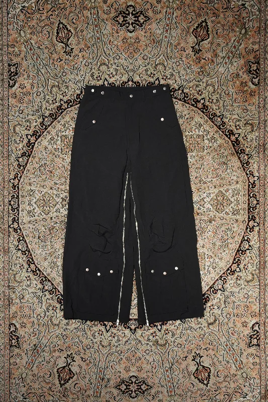 SUGARHILL PARACHUTE NYLON TROUSERS (BLACK) Trousers Striped Patterned Trousers Striped Patterned