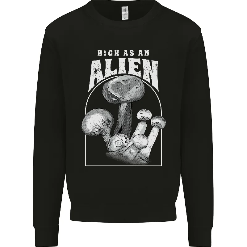 High as An Alien Magic Mushrooms LSD Trippy Mens Sweatshirt Jumper Hoodie with Hem Contrast Bold Stylish Hoodie with Hem Contrast Bold Stylish