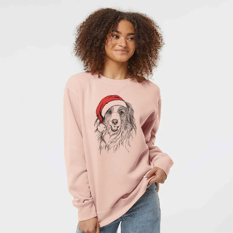 Santa Rutger the Nederlandse Kooikerhondje - Unisex Pigment Dyed Crew Sweatshirt Hoodie with Gradient Ombre Colorful Hoodie with Gradient Ombre Colorful
