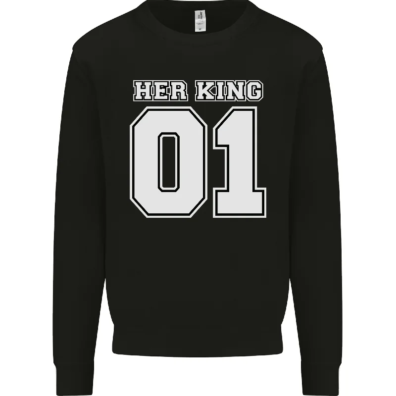 Her King Funny Wedding Anniversary Mens Sweatshirt Jumper Hoodie with Typography Text Message Hoodie with Typography Text Message