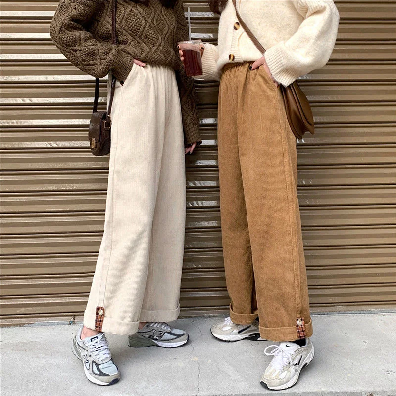 Wjczt Brown Corduroy Thick Wide Leg Pants Women Korean Fashion Beige Trousers Female Oversize High Waist Winter Loose Pants Trousers Chinos Classic Trousers Chinos Classic Wjczt Brown Corduroy Thick Wide Leg Pants Women Korean Fashion Beige Trousers Female Oversize High Waist Winter Loose Pants Trousers Chinos Classic Trousers Chinos Classic