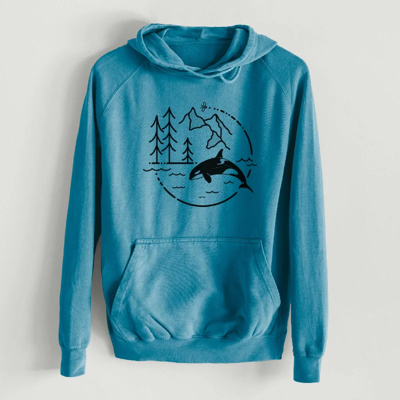 It's All Connected - Orca  - Mid-Weight Unisex Vintage 100% Cotton Hoodie Hoodie with Tie-Dye Psychedelic Retro Hoodie with Tie-Dye Psychedelic Retro
