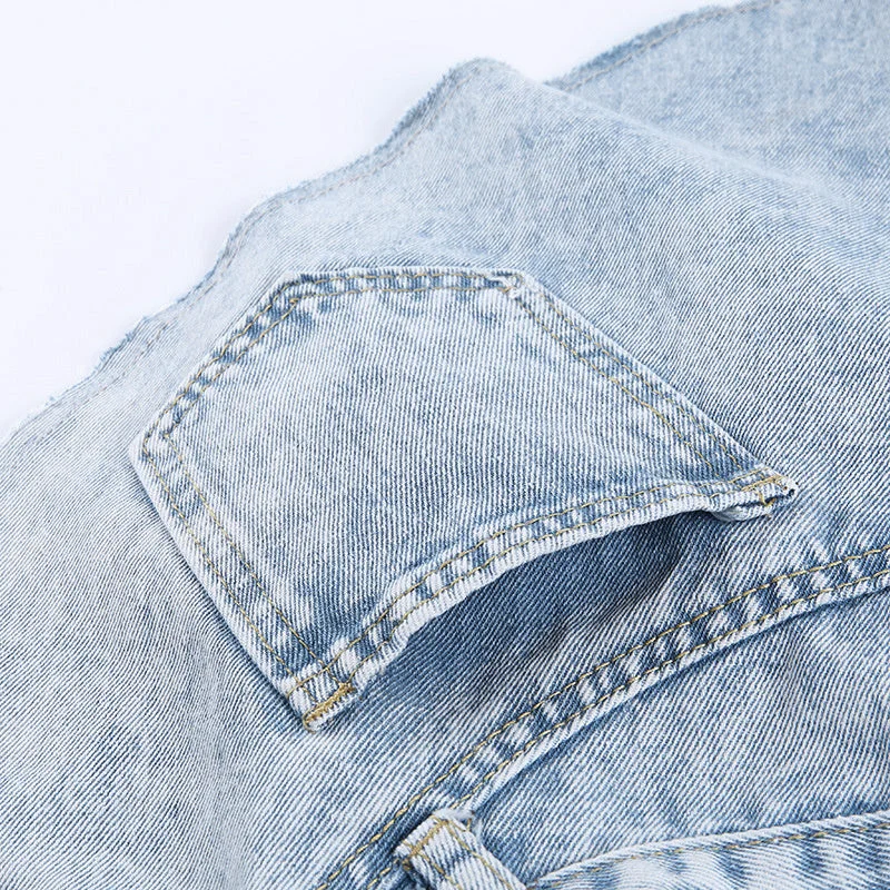 Wjczt Denim Shorts For Female High Waist Pockets Sexy Ruffles Wide Leg Short Women's Solid Trousers 2021 Summer Clothes Trousers Leather Faux Trousers Leather Faux