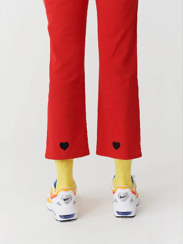 Lazy Oaf Red Heart Denim Kick Flare Trousers Trousers Fall Fleece Trousers Fall Fleece