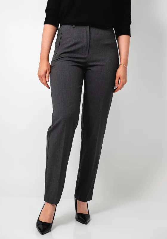 Robell Sahara Slim Fit Trousers, Grey Trousers cozy soft Trousers cozy soft