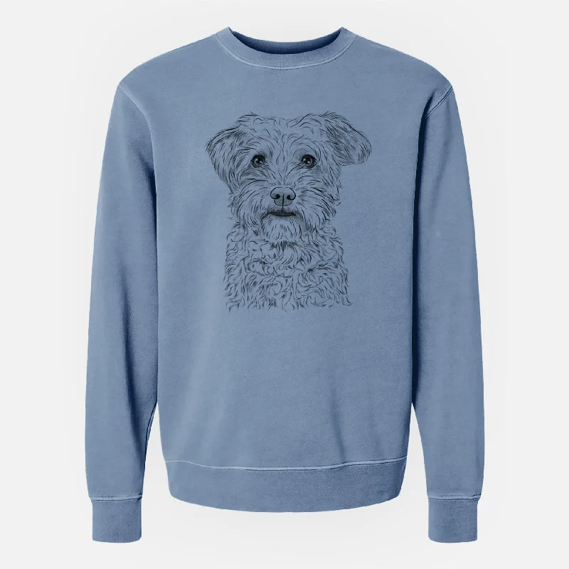 Bare Rudy the Schnoodle - Unisex Pigment Dyed Crew Sweatshirt Zip Hoodie Drawstring Kangaroo Pocket Zip Hoodie Drawstring Kangaroo Pocket