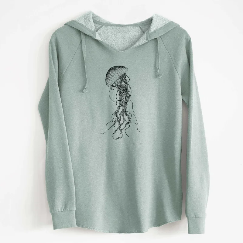 Black Sea Nettle Jellyfish - Chrysaora achlyos - Cali Wave Hooded Sweatshirt Hoodie with Stripes Bold Sporty Hoodie with Stripes Bold Sporty