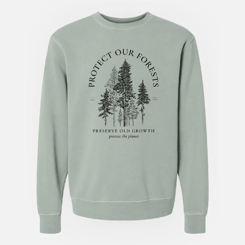 Protect our Forests - Preserve Old Growth - Unisex Pigment Dyed Crew Sweatshirt Hooded Sweatshirt Casual Wear Street Style Hooded Sweatshirt Casual Wear Street Style