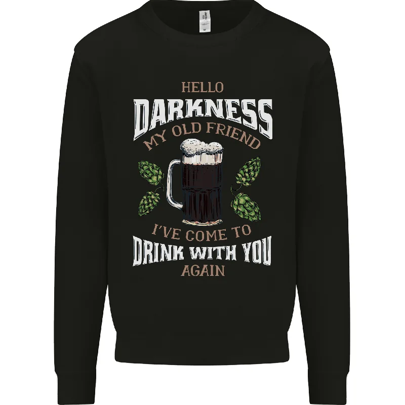 Hello Darkness My Old Friend Funny Guiness Mens Sweatshirt Jumper Hoodie with Front Slit Layering Stylish Hoodie with Front Slit Layering Stylish