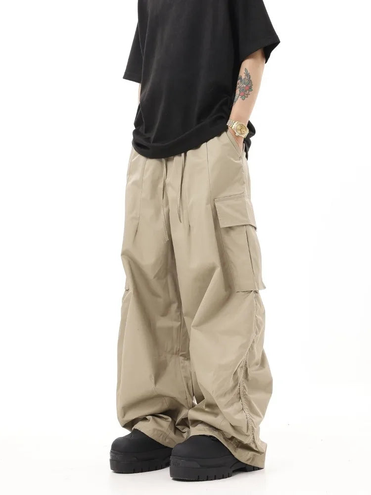 Wjczt Vintage Oversize Cargo Pants Women Japanese Baggy Hip Hop Brown Joggers Y2k Wide Leg Trousers Casual Hippie Streetwear Trousers Fleece Cozy Trousers Fleece Cozy