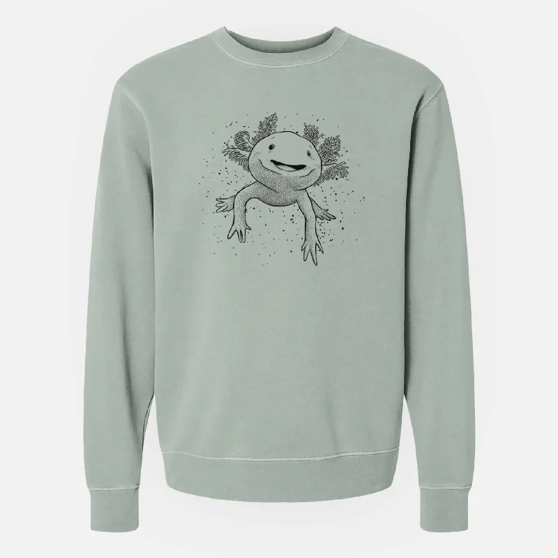 Axolotl - Ambystoma mexicanum - Unisex Pigment Dyed Crew Sweatshirt Hoodie with Cropped Fit Short Trendy Hoodie with Cropped Fit Short Trendy