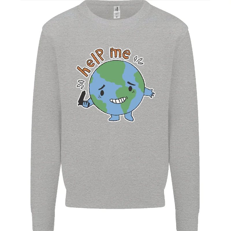 Help Me Climate Change Environment Mens Sweatshirt Jumper Hoodie with Embroidery Detailed Premium Hoodie with Embroidery Detailed Premium
