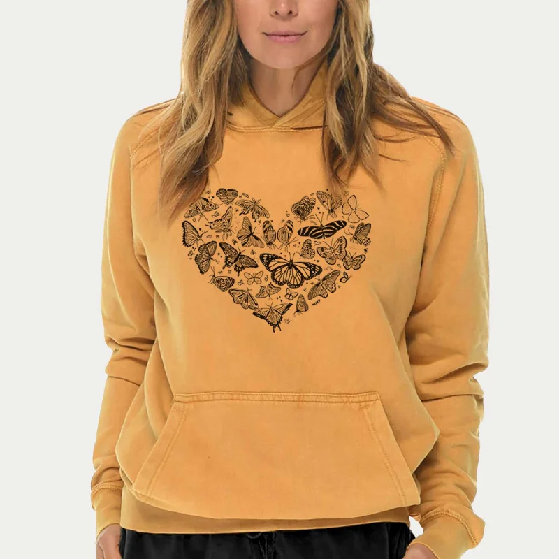 Heart Full of Butterflies  - Mid-Weight Unisex Vintage 100% Cotton Hoodie Hoodie with Button Placket Classic Preppy Hoodie with Button Placket Classic Preppy