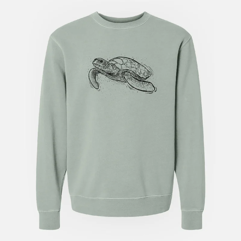 Hawksbill Sea Turtle - Eretmochelys imbricata - Unisex Pigment Dyed Crew Sweatshirt Cotton Hoodie Fleece Lining Warmth Cotton Hoodie Fleece Lining Warmth