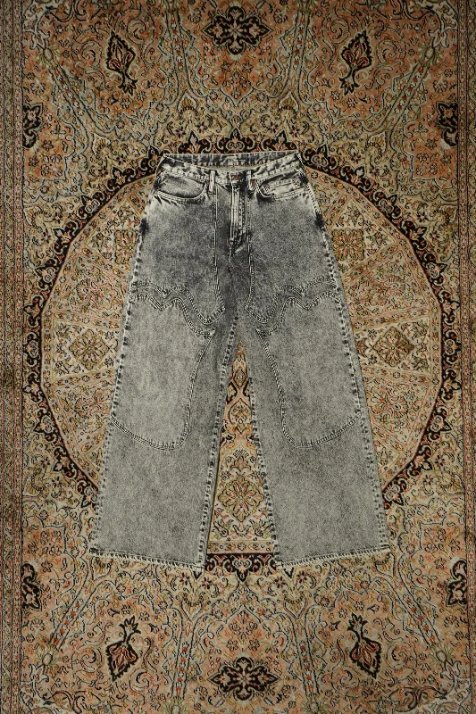 SUGARHILL ACID WASHED MODERN WESTERN WIDE TROUSERS (ACID BLACK) Trousers Cargo pockets Trousers Cargo pockets