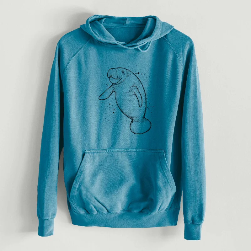 Manatee  - Mid-Weight Unisex Vintage 100% Cotton Hoodie Hoodie with Side Slits Relaxed Casual Hoodie with Side Slits Relaxed Casual