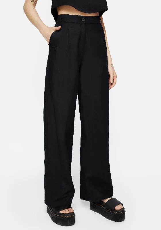 Pentaculum Linen-Blend Tailored Trousers Trousers Satin Smooth Trousers Satin Smooth