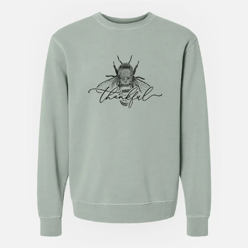 Bee Thankful - Unisex Pigment Dyed Crew Sweatshirt Hoodie with Snap Buttons Easy Quick Hoodie with Snap Buttons Easy Quick Bee Thankful - Unisex Pigment Dyed Crew Sweatshirt Hoodie with Snap Buttons Easy Quick Hoodie with Snap Buttons Easy Quick
