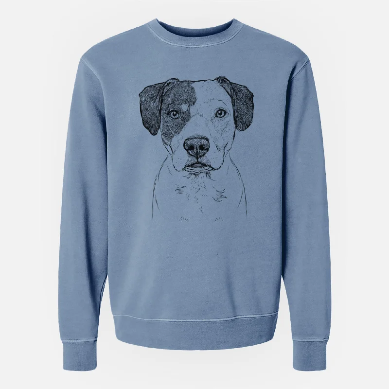 Bare Ryleigh the Beagle Pitbull Mix - Unisex Pigment Dyed Crew Sweatshirt Hoodie with Hem Raw Edge Edgy Unfinished Hoodie with Hem Raw Edge Edgy Unfinished