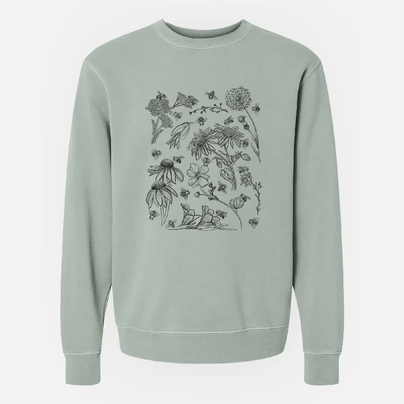 Bees & Blooms - Honeybees with Wildflowers - Unisex Pigment Dyed Crew Sweatshirt Hoodie with Bell Sleeves Flared Feminine Hoodie with Bell Sleeves Flared Feminine Bees & Blooms - Honeybees with Wildflowers - Unisex Pigment Dyed Crew Sweatshirt Hoodie with Bell Sleeves Flared Feminine Hoodie with Bell Sleeves Flared Feminine