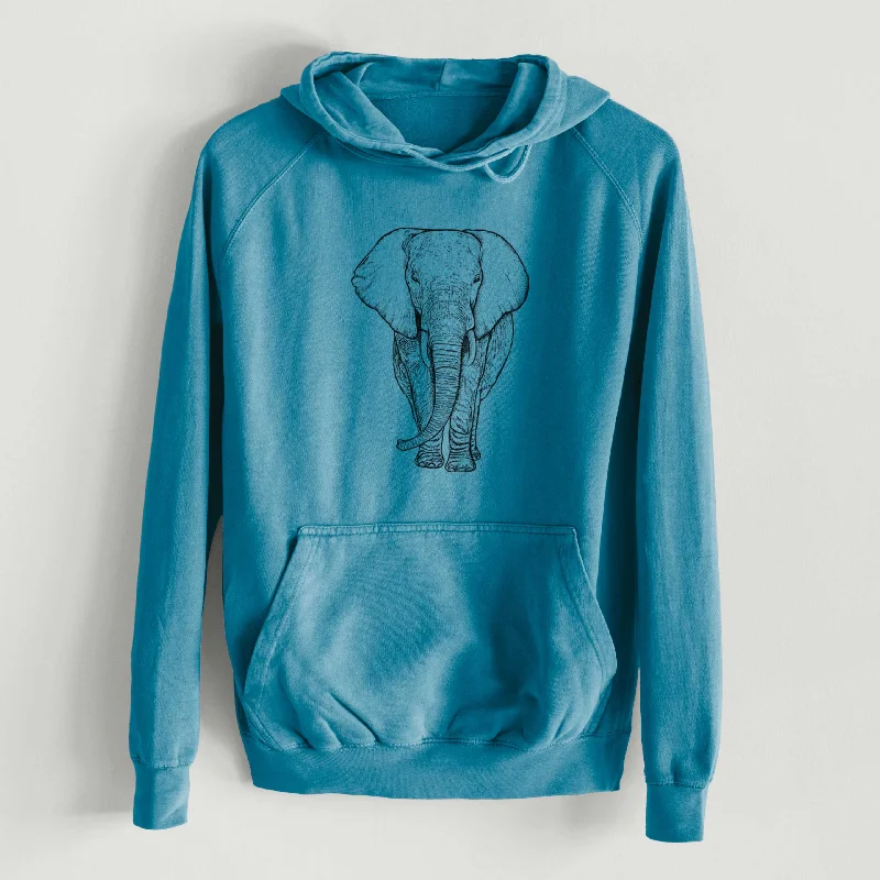Loxodonta africana - African Elephant  - Mid-Weight Unisex Vintage 100% Cotton Hoodie Hoodie with Hem Applique Textured Unique Hoodie with Hem Applique Textured Unique