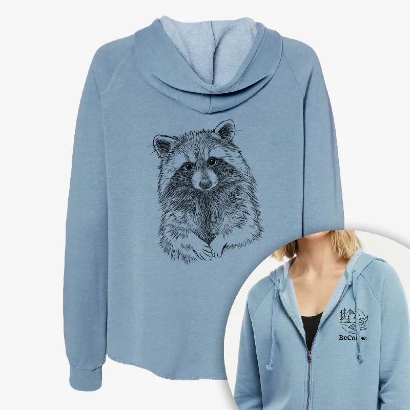 Raccoon - Procyon lotor - Women's Cali Wave Zip-Up Sweatshirt Hoodie with Bell Sleeves Flared Feminine Hoodie with Bell Sleeves Flared Feminine Raccoon - Procyon lotor - Women's Cali Wave Zip-Up Sweatshirt Hoodie with Bell Sleeves Flared Feminine Hoodie with Bell Sleeves Flared Feminine