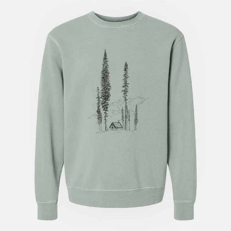 Mountain Pine Cabin Retreat - Unisex Pigment Dyed Crew Sweatshirt Hoodie with Set-In Sleeves Structured Classic Hoodie with Set-In Sleeves Structured Classic