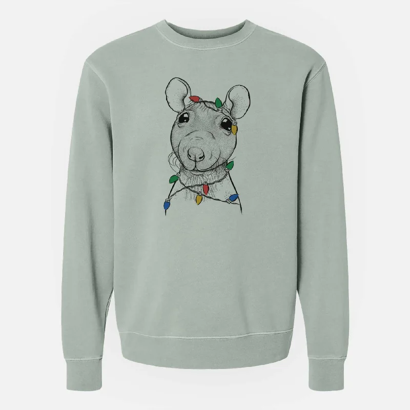 Christmas Lights Ruthie the Hairless Rat - Unisex Pigment Dyed Crew Sweatshirt Hoodie with Ribbed Hem Stretchable Secure Hoodie with Ribbed Hem Stretchable Secure