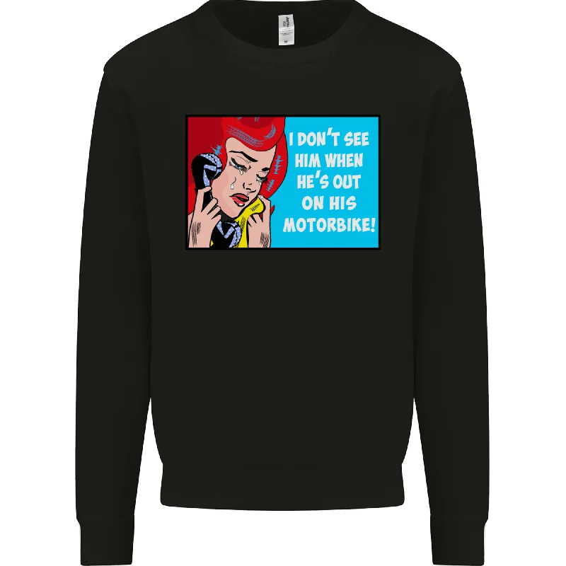 Hes out on His Motorbike Biker Motorcycle Mens Sweatshirt Jumper Hoodie with Full-Zip Functional Layering Hoodie with Full-Zip Functional Layering