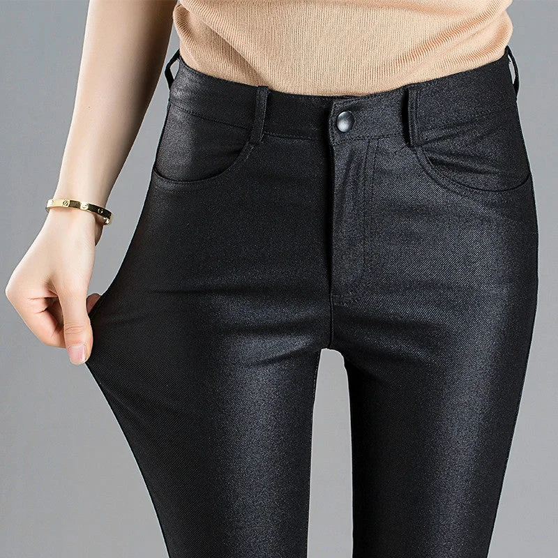 Wjczt Autumn Winter Warm Women's Pants Dropshipping Female PU Leather Velvet Trousers Elastic Pencil Skinny Pants Women's Tight Pants Trousers Denim Distressed Trousers Denim Distressed Wjczt Autumn Winter Warm Women's Pants Dropshipping Female PU Leather Velvet Trousers Elastic Pencil Skinny Pants Women's Tight Pants Trousers Denim Distressed Trousers Denim Distressed