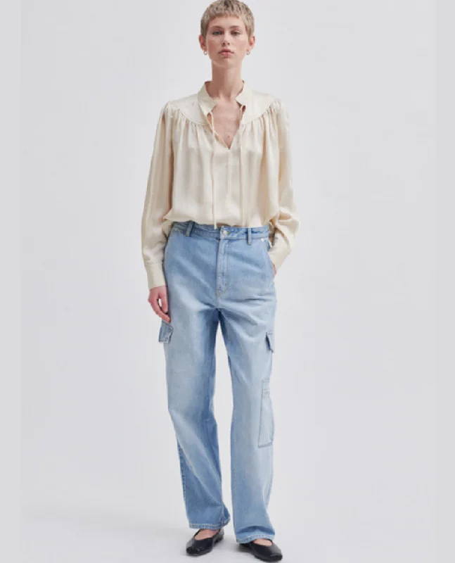 Second Female Sanja Blue Cargo Trousers Trousers Solid Black Trousers Solid Black