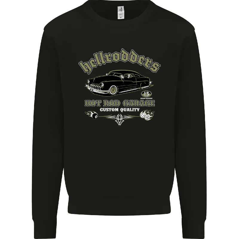 Hellrodders Hot Rod Garage Hotrod Dragster Mens Sweatshirt Jumper Hoodie Sweatshirt Pullover Hoodie Sweatshirt Pullover