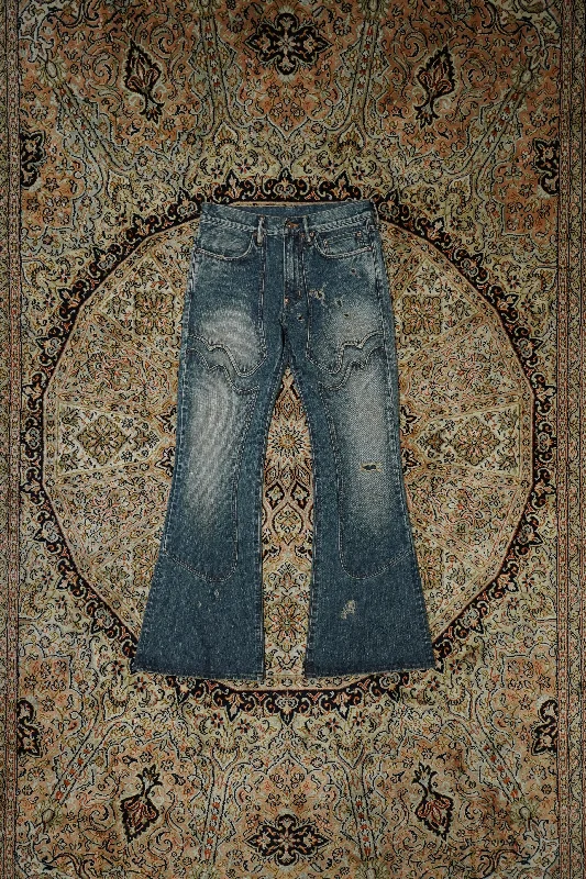 SUGARHILL FADED MODERN WESTERN FLARED TROUSERS (FADED INDIGO) Trousers Review Highly Trousers Review Highly