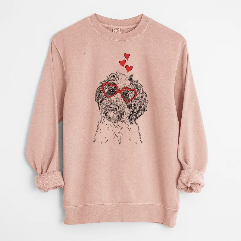 Valentine Rooney the Aussiedoodle - Unisex Pigment Dyed Crew Sweatshirt Hoodie with Crew Neck Simple Timeless Hoodie with Crew Neck Simple Timeless