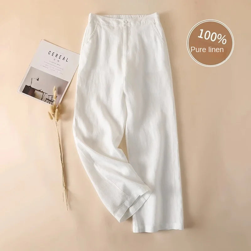 Wjczt Linen Loose Wide Leg Women's Pants 2024 New Thin Cotton Linen High Waist Drooping Cropped Slimming Casual Straight Trousers Trousers Vintage Classic Trousers Vintage Classic Wjczt Linen Loose Wide Leg Women's Pants 2024 New Thin Cotton Linen High Waist Drooping Cropped Slimming Casual Straight Trousers Trousers Vintage Classic Trousers Vintage Classic