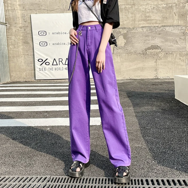 Wjczt Women's Jeans Baggy Vintage Straight High Waist Korean Fashion Streetwear Casual Pants Femme Wide Leg Purple Mom Denim Trouser Trousers Spring Floral Trousers Spring Floral Wjczt Women's Jeans Baggy Vintage Straight High Waist Korean Fashion Streetwear Casual Pants Femme Wide Leg Purple Mom Denim Trouser Trousers Spring Floral Trousers Spring Floral