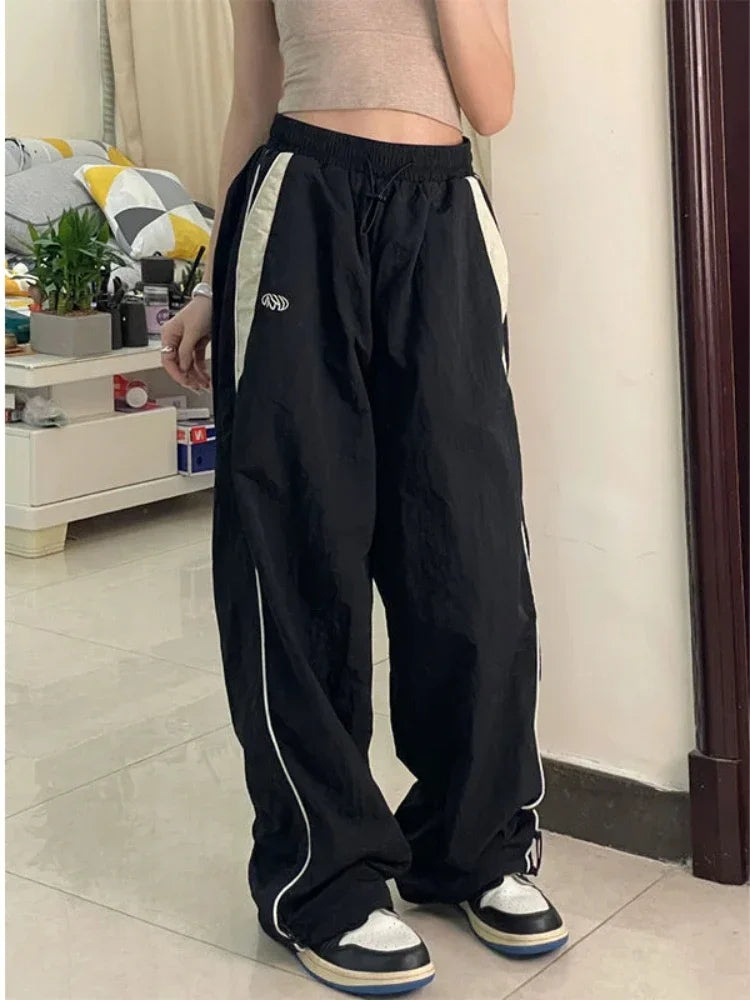 Wjczt Casual Baggy Pants Women Vintage Y2k Oversize Hip Hop Joggers Harajuku Streetwear BF Female Sweatpants Wide Leg Trousers Trousers Office Stylish Trousers Office Stylish