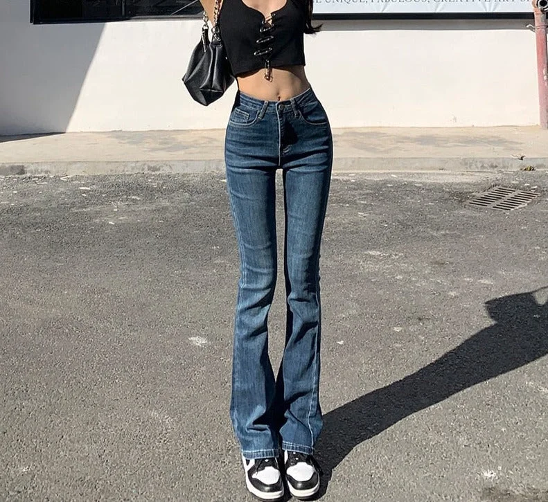 Wjczt Flare Jeans Low Waist Loose Comfortable Jeans For Women Pants 2022 Elastic Fashion Boyfriend Style Denim Pant Trousers Trousers Capri Summer Trousers Capri Summer